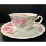 日本製 則武 日本則武 NORITAKE 骨瓷 瓷器 🌺粉紫花卉🌺 一杯一盤 800元 皇室御瓷