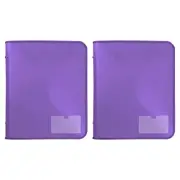 2x Marbig 2 D-Ring A4 Zipper Binder 25mm w/Tech Case File Document Holder Purple
