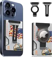 BESSIO Magnetic Phone Wallet Compatible with Apple MagSafe - Metal Card Holder with AirTag Holder, RFID Blocking & Money Clip Mag Safe Wallet for iPhone 16 15 14 13 12 Pro Max/Pro/Plus/Mini, Founding