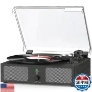 Vinyl Record Player with Build in Speakers Vintage Portable Turntable Support