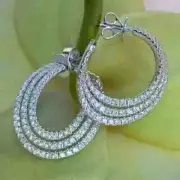 2Ct Round Cut Lab-Created Diamond Yellow Gold Plated Hoop Cluster Earrings