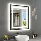 28"X32" LED Bathroom Mirror with Black Frame, Front Light and Backlit, Stepless