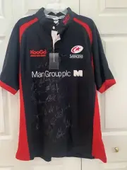 Autographed Saracens Rugby 2006 Black Kooga Jersey Mens XXL LONDON ENGLAND RFU