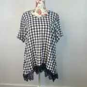 Taking Shape women's tunic linen blend black & white check Size 12 plus NWT