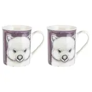 2PK LMD Dots By Donna Walter The Wombat New Bone China Coffee Mug 360ml Purple