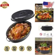 Enamel Coated Roasting Pan 16 lbs Capacity - Durable Design for Delicious Meals