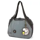 New Chala Handbag Bowling Zip Tote Large Bag Pleather Stone Indigo Blue MANATEE