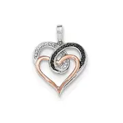 14k White u0026 Rose Gold Polished Real Diamond/Black Real Diamond Pendant