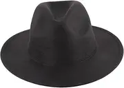 [Holibanna] Men's Classic Fedora Hat Wide Brim Jazz Cap for Party Stylish and Comfortable for Occasions Black