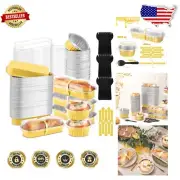 600 Pcs Mini Loaf Pans & Cupcake Cups with Sealing Stickers - Golden Elegance