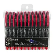 Thornton's Disposable Fountain Pens, Fine Point, Red Ink Pack of 12