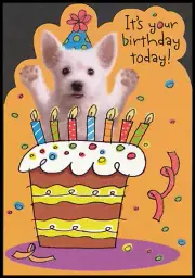 Greeting Card - Dog Puppy White Terrier - Birthday - 0285