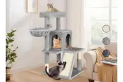 BEASTIE Cat Tree Scratcher Furniture Tower Wood 100cm Light Grey