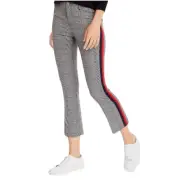 NWT Aqua Plaid Side Striped Grey Cropped Mid-Rise Pants 27