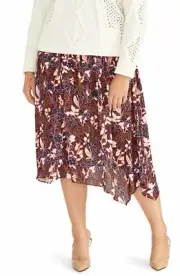 $95 Plus Size Rachel Rachel Roy Eden Floral Handkerchief Hem Skirt Size 3X