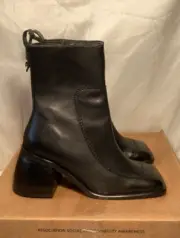 Urban Outfitters Asra Black Leather Huxlow Ankle Boots Size UK 4 / 37