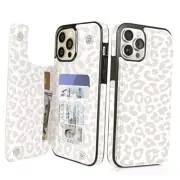 Flip Leather Wallet Case Card Holder for iPhone 12/12 Pro 6.1" Beige leopard