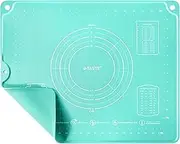 U-Taste Small Silicone Kneading Mat: 50x40cm Food-Grade Non-Stick Dough Rolling Baking Mat, Non-Slip for Making Pastry Pizza, Fondant, Pie Crust with Clear Measurement and Raised Edges (Aqua Sky)