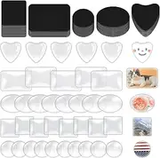 Glarks 72pcs Fridge Magnets Craft Set Round/Oval/Square/Heart/Rectangle Shape Ferrite Ceramic Magnets with Adhesive Backing and Transparent Glass Cabochons for Fridge Office Locker Whiteboard Making