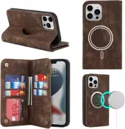 Case for iPhone 15 Pro Case Wallet Leather[Support Magsafe Charging][Card