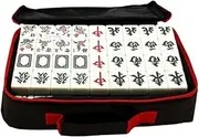 Mahjong Set MahJongg 144 Tile Set Chinese Mahjong Set Family Table Board Game with Storage Bag Chinese Mah Jongg Set(38mm)