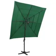 4-Tier Outdoor Garden Umbrella Pool Patio Beach Shade Cantilever Parasol Green