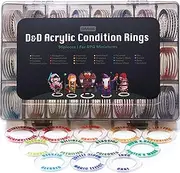 Tidyboss DND Miniatures Acrylic Condition Rings 96 PCS Status Effects Markers in 24 Conditions & Colors for Dungeon and Dragon Game Accessories for RPG Tabletop Gaming with Storage Box