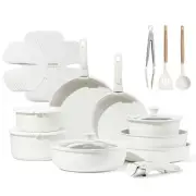 CAROTE 25pcs Detachable Handle Pots and Pans Set, Nonstick Cookware Set, Remo...