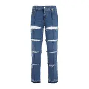 [Alexander Mcqueen] Alexander Mcqueen-Blue Stone Wash Denim Cotton Pants-Donna 27 WAIST