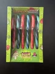 2x Warheads Super Sour Candy Canes, 2.64 oz. Packs 6 Sour Candy Canes, 12 TOTAL