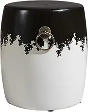 Ceramic Drum Stool, Black and White Retro Brass Ring Suitable for Garden Bedroom Terrace Decoration(Round)