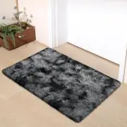 Small 2x3 ft Rug Shaggy,Tie Dye Soft Fluffy Carpet Bedside Fuzzy 2ft x3ft Black