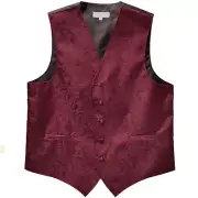 New Men's Formal Tuxedo Vest Waistcoat only paisley Burgundy prom wedding
