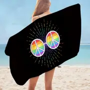 Multi Colored Retro Peace Glasses Microfiber Beach Towel