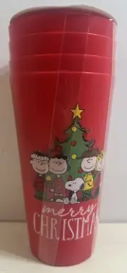 New Peanuts Gang Merry Christmas 4 Pack of 32oz Plastic Cups