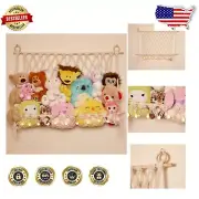 Hanging White Macrame Hammock for Stuffed Animals - Decor & Storage Solution