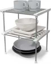 Cabinet Organizer Shelf, Set of 2 Stackable Kitchen Counter Shelves, Cabinet ...