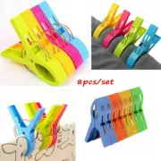 8Pcs Clothes Beach Towel Clips Plastic Hangers Spring Clamp Large Clip Windproof