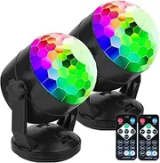 CATPOWER Pack of 2, Remote Control Portable Sound Activated Party Lights for Outdoor and Indoor, Battery Powered or USB Plug in, Dj Lighting, RBG Disco Ball, Strobe Lamp Stage Par Light for Car Room Dance Parties