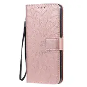 For OPPO F11 Pressed Printing Sunflower Pattern Horizontal Flip PU Leather Case with Holder & Card Slots & Wallet & Lanyard(Rose Gold)
