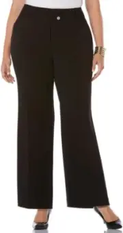 Rafaella Women's Plus Curvy Fit Gabardine Bootcut Dress Pants (Size 18, Black