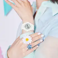 在飛比找Yahoo奇摩購物中心優惠-CASIO卡西歐 BABY-G 清新雛菊雙顯手錶-白x藍_B