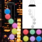 Solar Powered Wind Chime with Color Changing Crystal Balls LED Lights