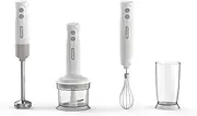 Ariete Breakfast 606 Hand Blender with Chopper, Mini Purée Stick with 2 Speeds, Stainless Steel Blade, Removable Base, Transparent Measuring Cup, 700 W, White
