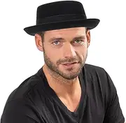 [XuoAz] Men's Flat Top Pork Pie Hat - Breaking Bad Hats Vintage Bowler Hats for Women