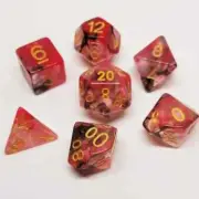 Smoky Red 7 Dice Set Polyhedral RPG DnD Dungeons Dragons Pathfinder d20
