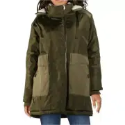 NWT Aqua Puffer Coat Anorak Army Green Hooded Coat Size S