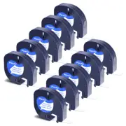 10PK Plastic Label Refills for DYMO LetraTag Plus LT-100H 91331 Black on White