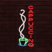 NEW "CAPPUCCINO" w/LOGO VERTICAL 30x12x1 INCH LED FLEX WINDOW INDOOR SIGN 30976