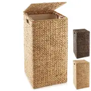 Woven Square Laundry Hamper Clothes Basket with Liner, Woven Hyacinth Wicker